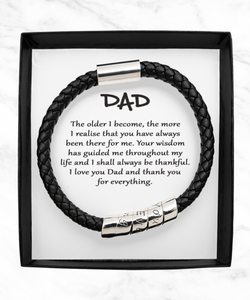 Dad Gift from Son - Vegan Leather Bracelet - With Love and Thanks