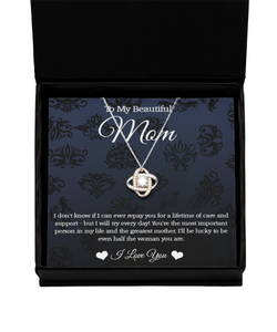 Beautiful Mom Love Heart Necklace - Gift from Daughter - Most Important Person