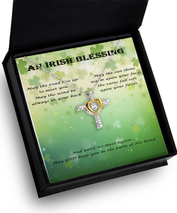 Irish Blessing Message Cross Necklace - St Patrick's Day