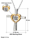 Grandma Gift Cross Necklace - Sterling Silver and Gold